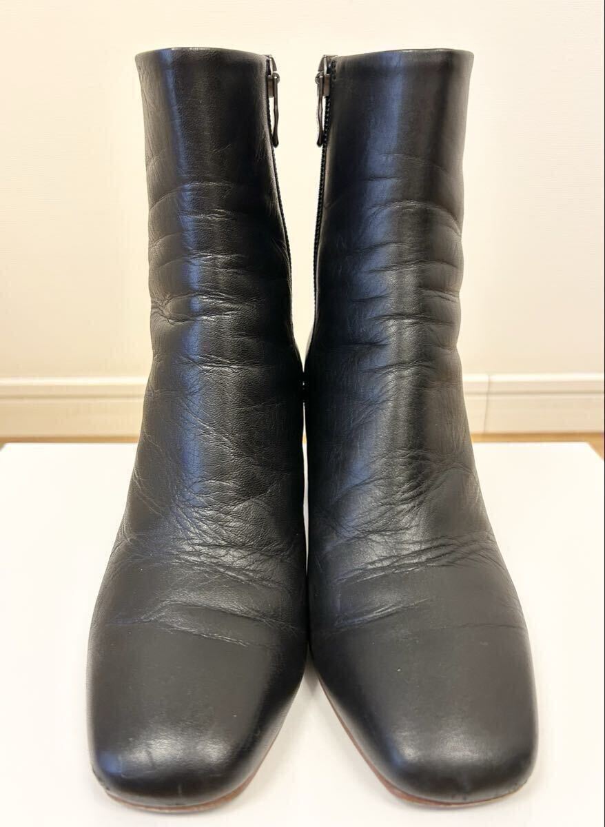 ダイアナ★ショートブーツ 黒 ブラック 22.5センチ スクエア 太ヒール 定番 レディース 靴 本革 レザー_画像2