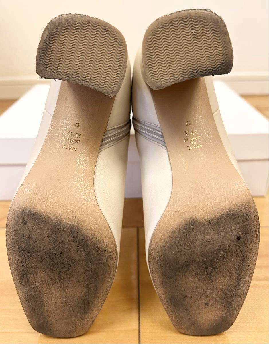 ダイアナ★ショートブーツ ライトベージュ 22.5センチ スクエア 太ヒール 定番 レディース 靴 本革 レザー_画像6