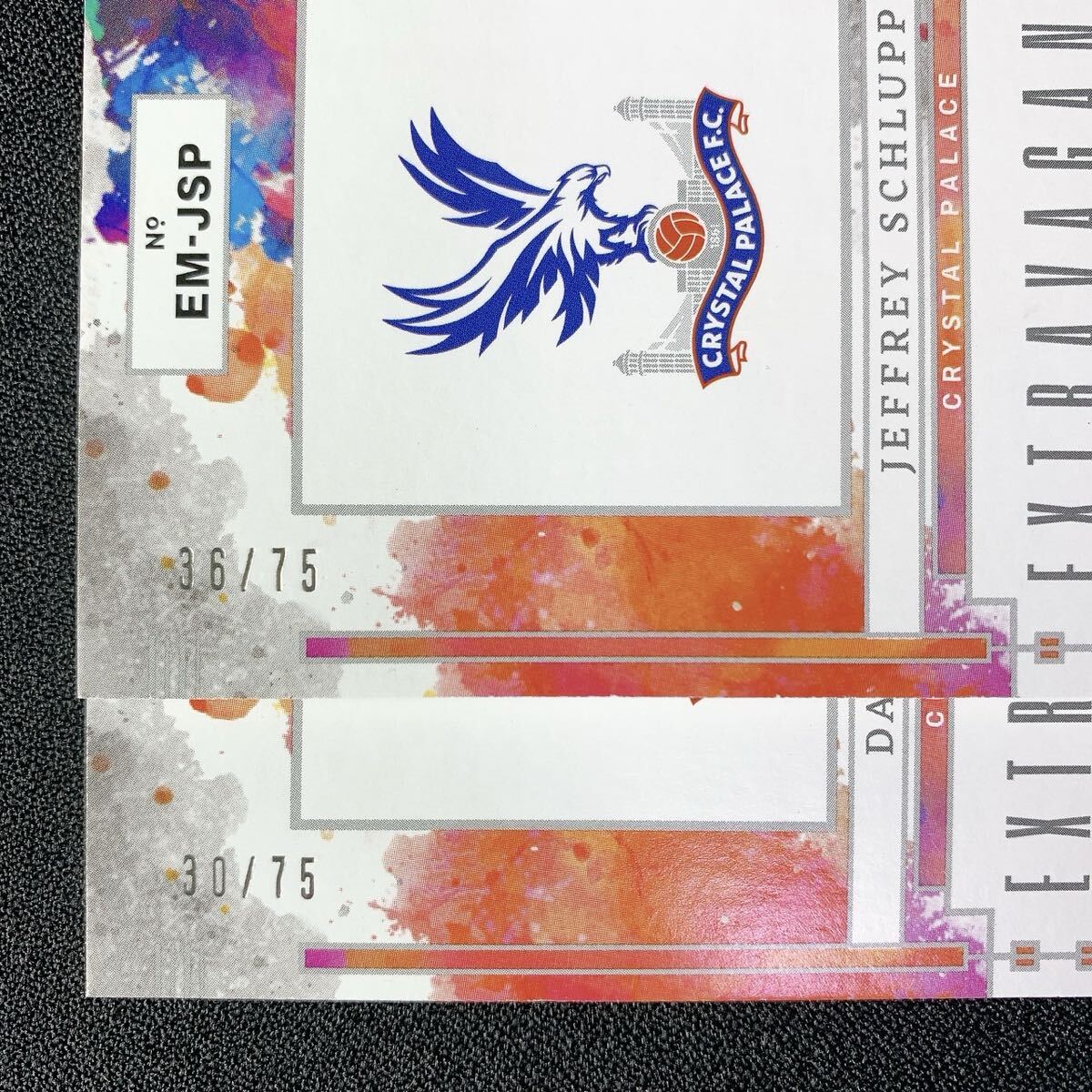 1円スタート【クリスタルパレス　サイン2枚セット】 75シリPanini Impeccable Auto Crystal Palace EPL 直筆サインカード Extravagance_画像3