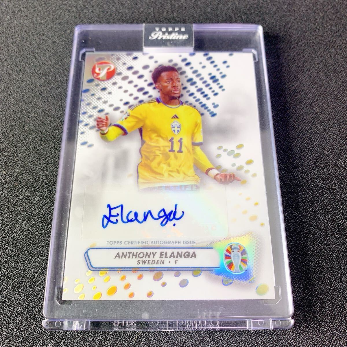 1円スタート【アンソニー・エランガ】 直筆サインカード Topps Auto Euro Pristine ニューカッスル プレミアリーグ スウェーデン_画像1