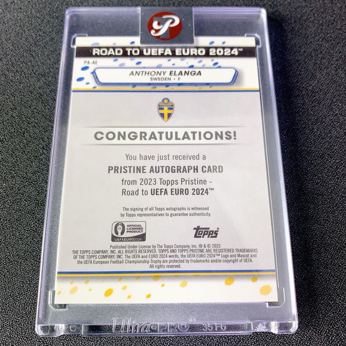 1円スタート【アンソニー・エランガ】 直筆サインカード Topps Auto Euro Pristine ニューカッスル プレミアリーグ スウェーデン_画像2