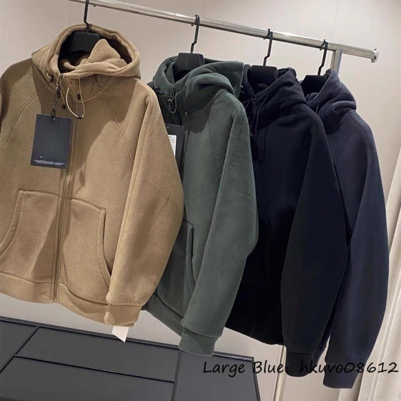 メンズ*新品 フリース パーカー フード付き 厚手 防寒 秋冬 裏ボア カンガルーポケット ジャンバー ブルゾン ジャケット 登山 オリーブ XL_画像3