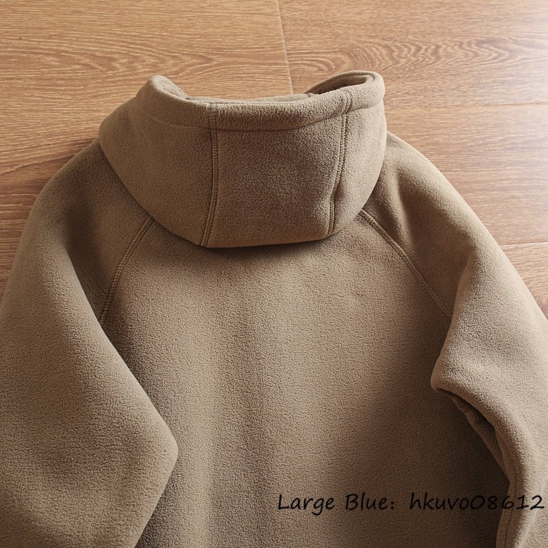 メンズ*新品 フリース パーカー フード付き 厚手 防寒 秋冬 裏ボア カンガルーポケット ジャンバー ブルゾン ジャケット 登山 グレー 4XL_画像9