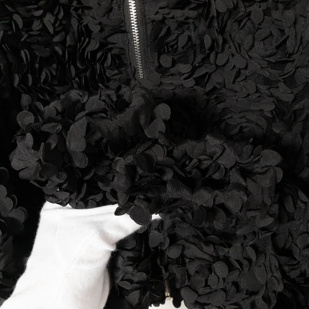 ZARA ザラ テクスチャーファブリックジャケット フラワーモチーフ ブラック 黒 S レディース チュール 透け感 キレイめ 大人 カジュアル_画像6