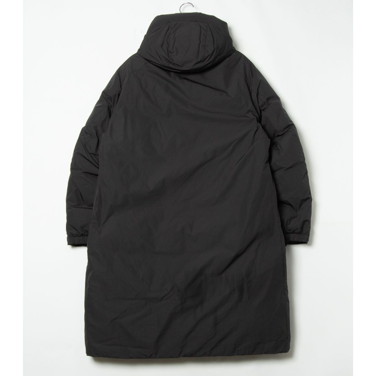 無印良品 MUJI ジップアップ ダウンロングコート サイズL ポリ100% チャコール系 スタンドカラー フード付き メンズ 秋冬 アウター_画像2