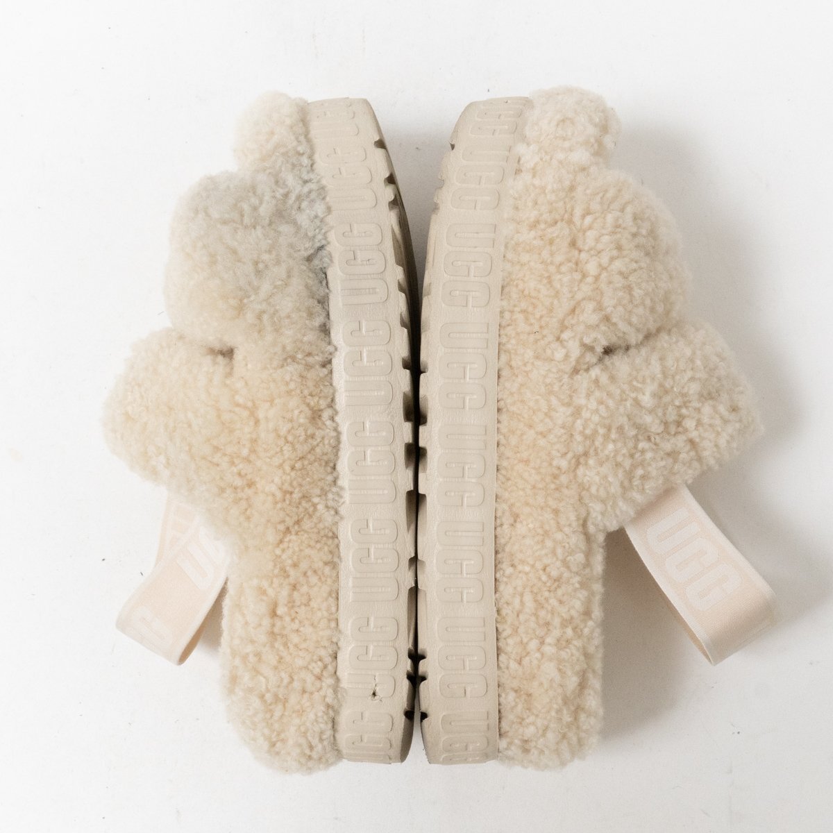 【1円スタート】 UGG アグ 1120876 US5 22cm OH FLUFFITA オー フラッフィータ ストラップサンダル レディース ファー 厚底 ナチュラル_画像6
