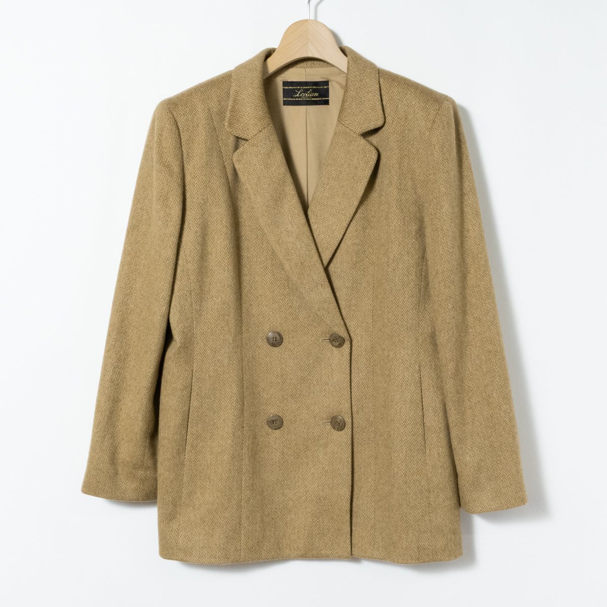 Leilian レリアン テーラードジャケット ウール アンゴラ カシミヤ ベージュ 9 Mサイズ レディース オフィス カジュアル ビジネス 秋冬_画像1