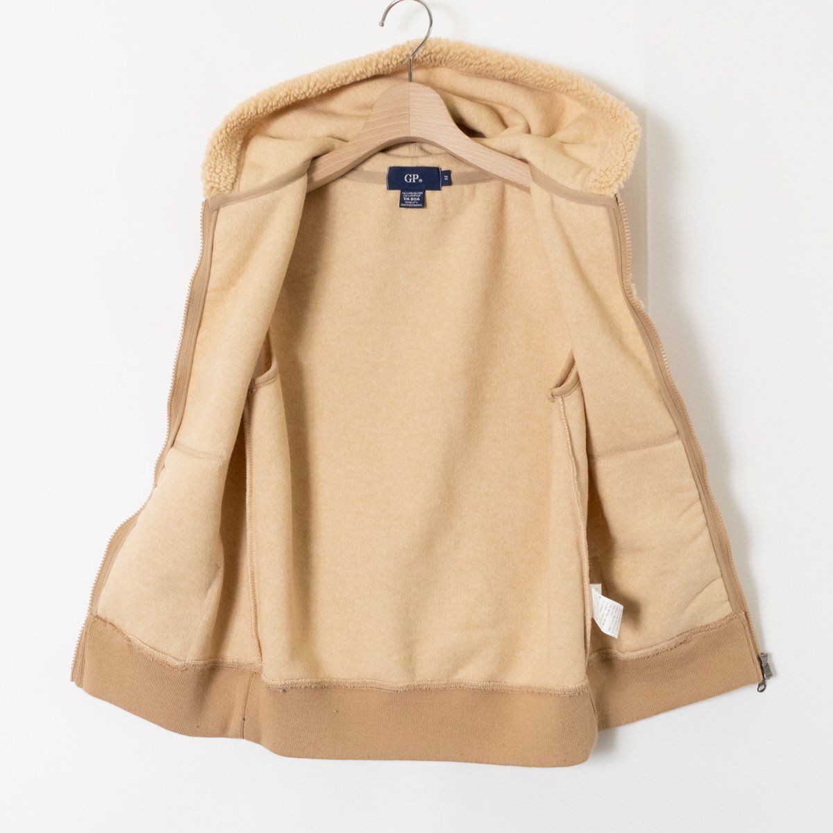 Gymphlex ジムフレックス GP ボア フード ベスト サイズ14 ポリエステル アクリル レディース 婦人 トップス ベージュ 無地 カジュアル_画像2