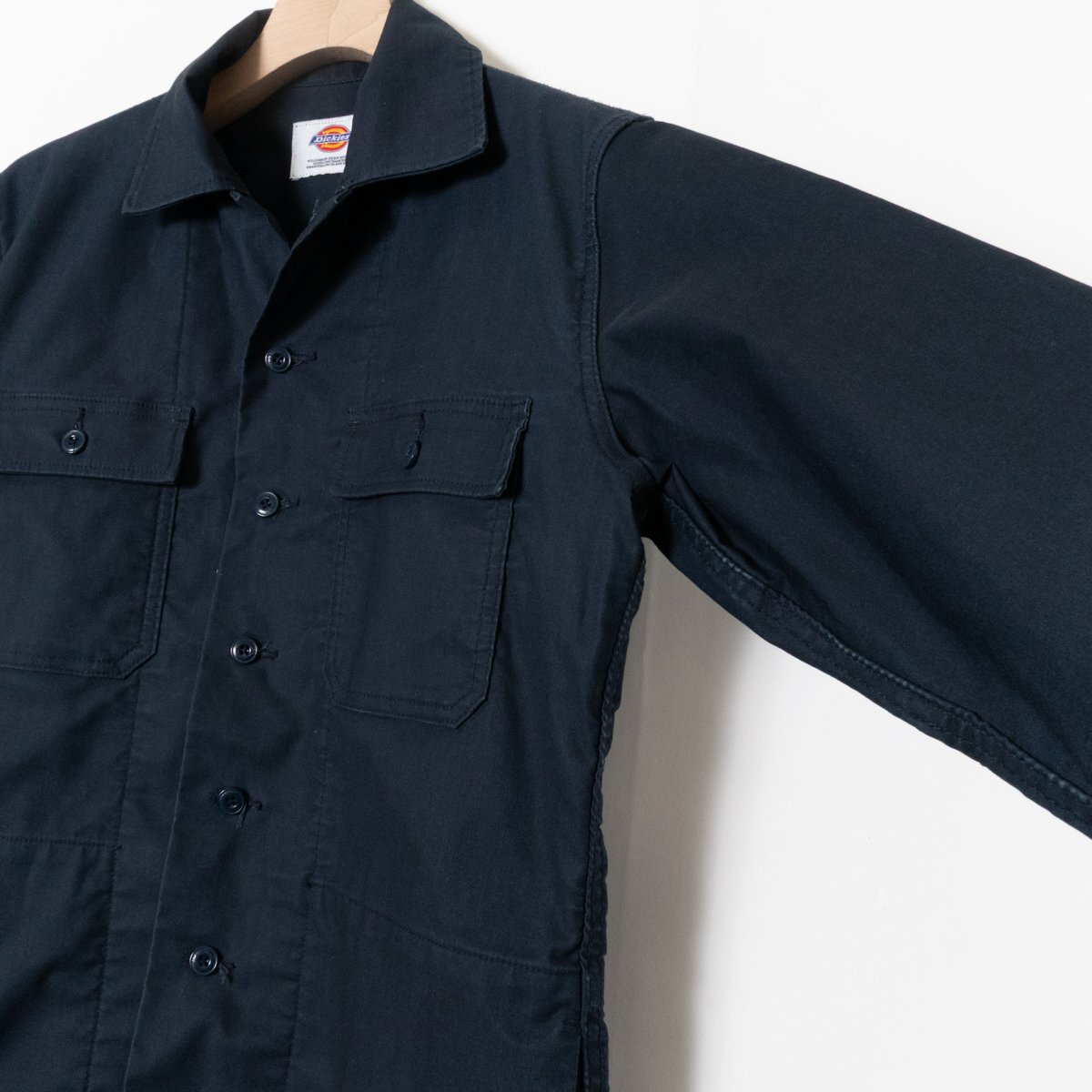 Dickies ディッキーズ 長袖ワークシャツ Mサイズ 163M20AH01 ポリ コットン トップス ロゴ ボタン ネイビー アメカジ 春秋冬 紳士 メンズ_画像2