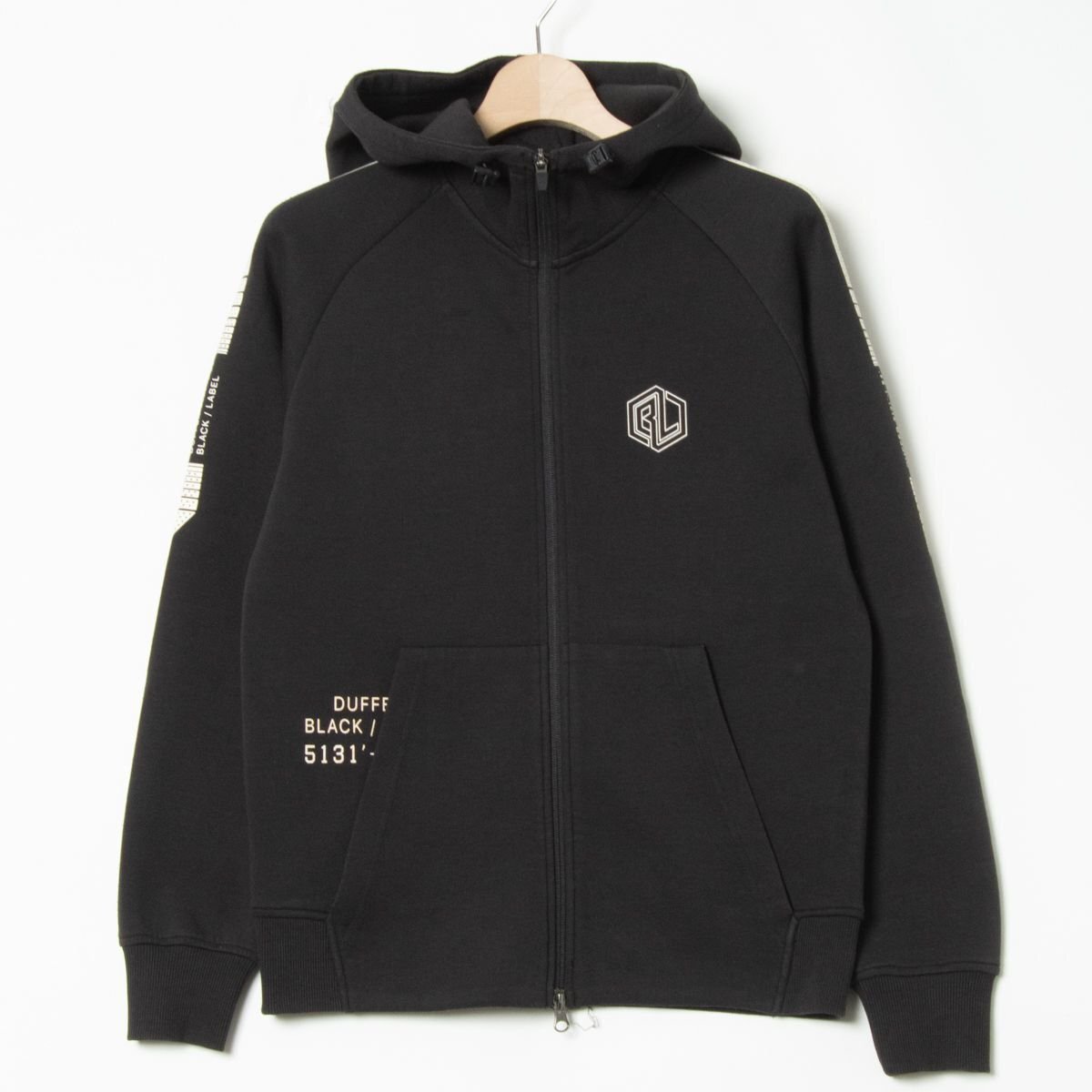 The DUFFER of St.GEORGE ジップアップパーカー S ラグラン ポリ混 ブラック プリント 中肉 メンズ 紳士 カジュアル シンプル_画像1