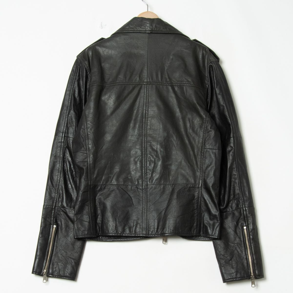 【1円スタート】roshell ロシェル ライダースジャケット メンズ L 本革 リプロダクトレザー 革ジャン レザージャケット 黒 ブラック_画像2