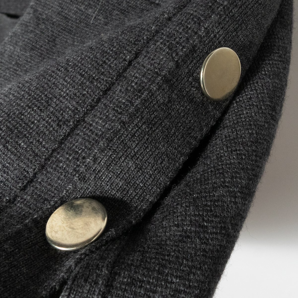 Drawer ドゥロワー レディース 七分袖 ニットワンピース ボートネック ミラノリブ チュニック ダークグレー サイズ1 サイドボタン 毛100％_画像6