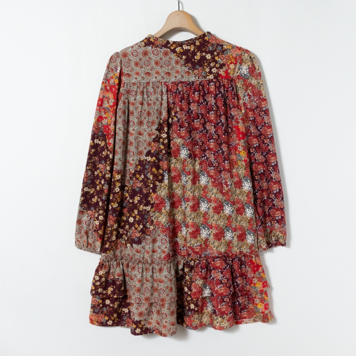 タグ付き 未使用 ZARA Girls soft 子供服 キッズ ノーカラー 花柄ミニワンピース 長袖 13-14 164cm レーヨン 綿 総柄 フリル ポケット 薄手_画像10