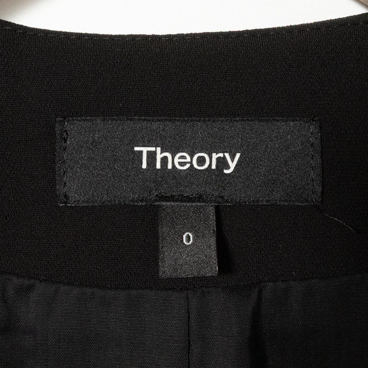 Theory セオリー ノーカラージャケット ブラック サイズ0 レディース 無地 シンプル ビジネス オフィス セレモニー スーツ トリアセテート_画像2