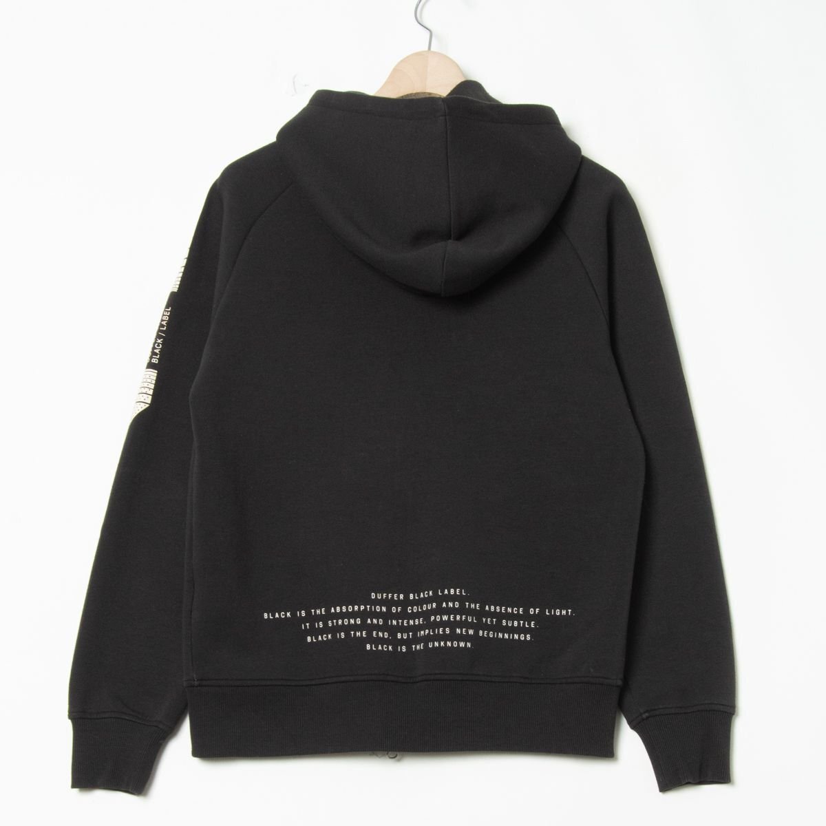 The DUFFER of St.GEORGE ジップアップパーカー S ラグラン ポリ混 ブラック プリント 中肉 メンズ 紳士 カジュアル シンプル_画像2