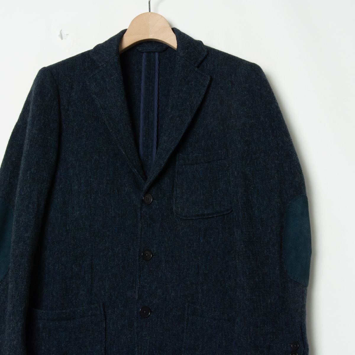 RING JACKET FOR SHIPS シップス リングヂャケット エルボーパッチ付きテーラードジャケット メンズ 44 117-02-1622 ウール100％ 紺 秋冬_画像5