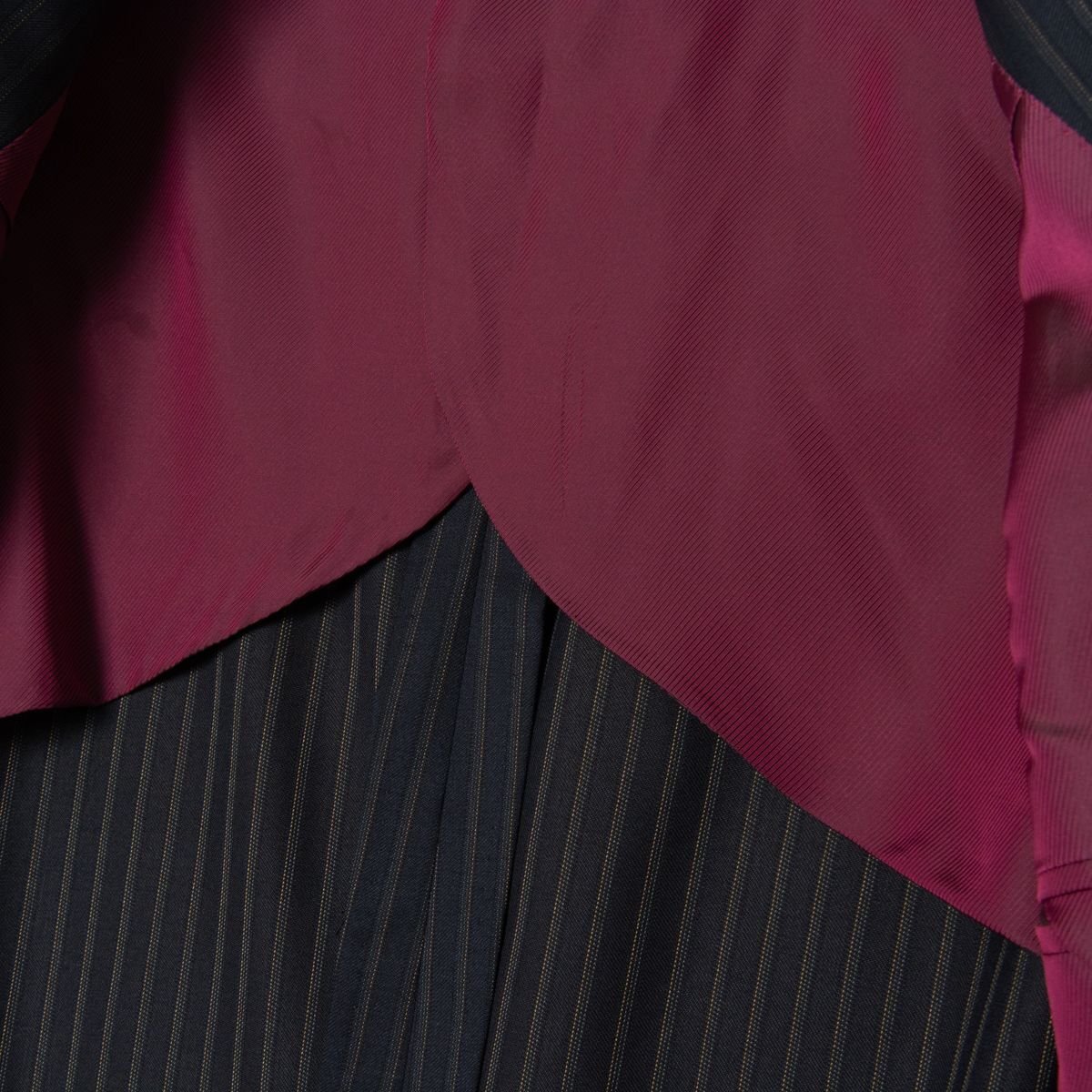 Paul Stuart ポールスチュアート シングル テーラードジャケット ネイビー ストライプ ウール100% メンズ 紳士 背抜き フォーマル シック_画像4