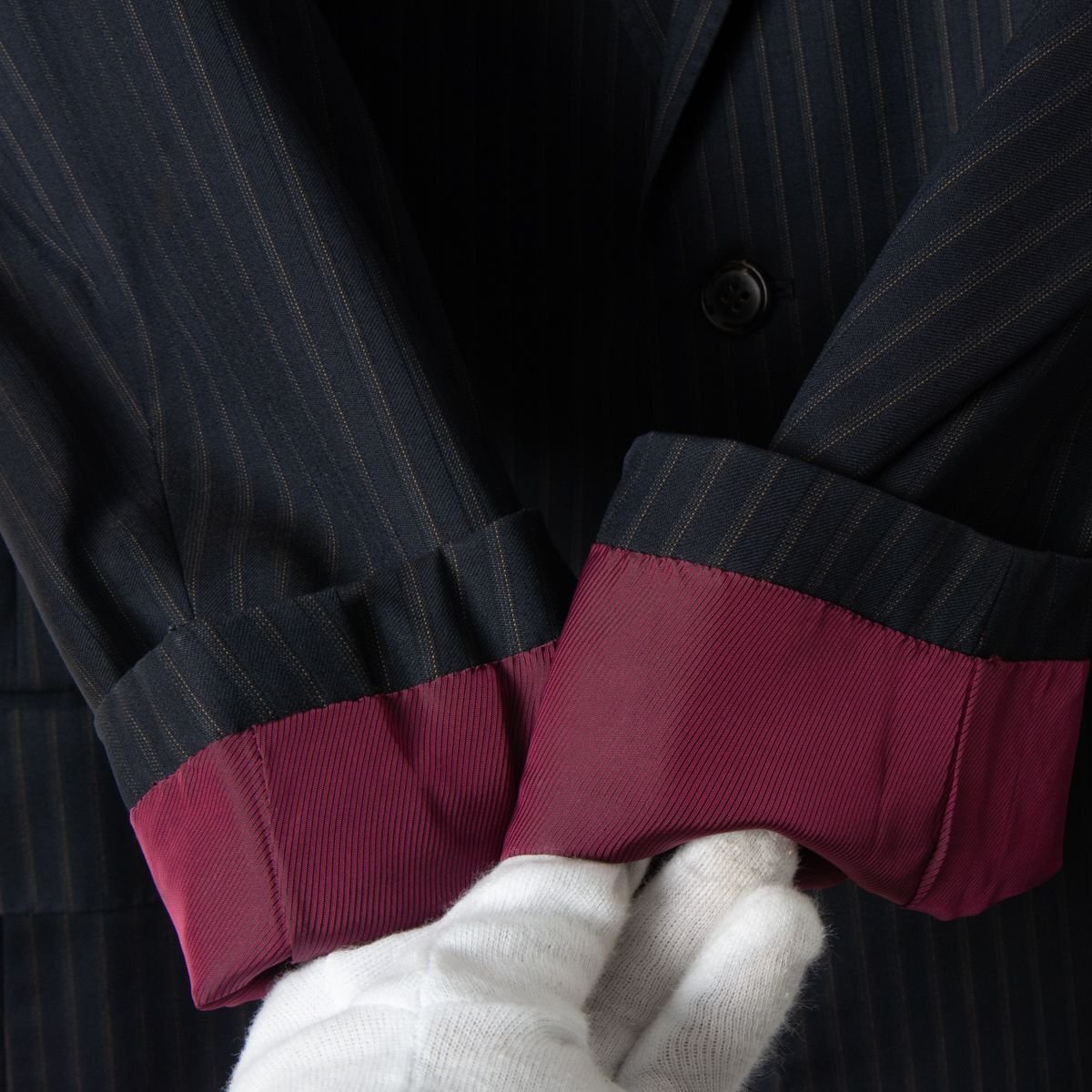 Paul Stuart ポールスチュアート シングル テーラードジャケット ネイビー ストライプ ウール100% メンズ 紳士 背抜き フォーマル シック_画像5