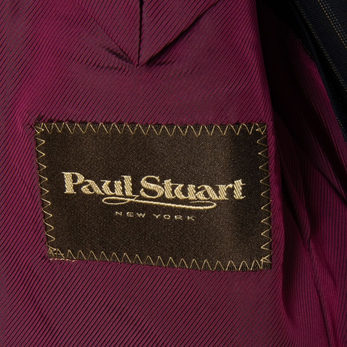 Paul Stuart ポールスチュアート シングル テーラードジャケット ネイビー ストライプ ウール100% メンズ 紳士 背抜き フォーマル シック_画像8