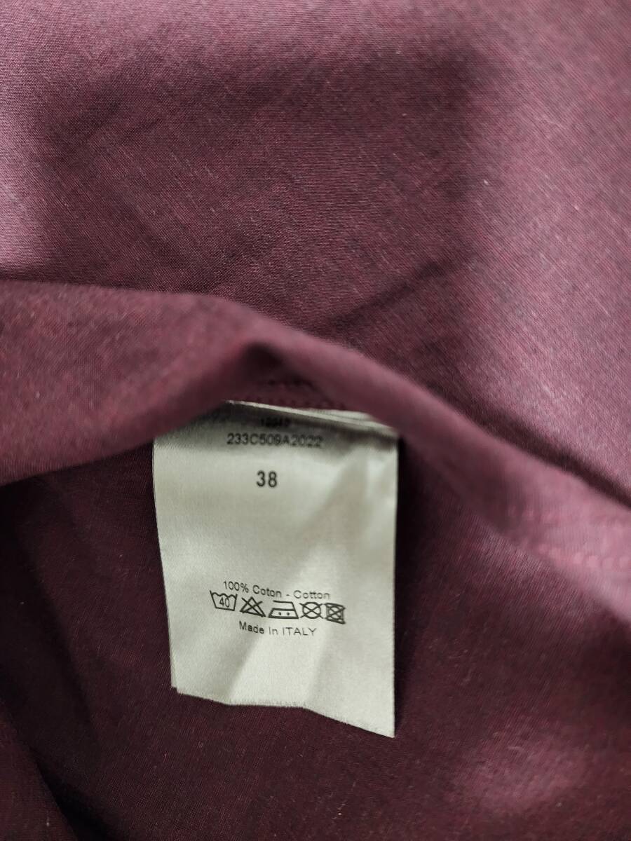 ディオールオム ワインレッド 長袖シャツ 38 / Dior HOMME ドレスシャツ エディスリマン ボルドー バーガンディー 赤_画像3