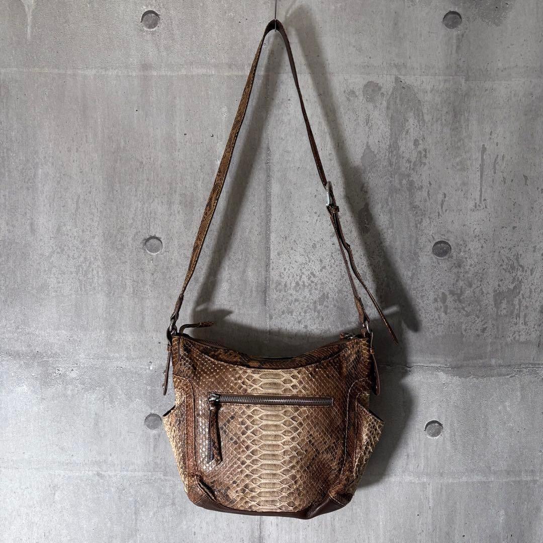 00s python leather one shoulder bag y2k_画像6