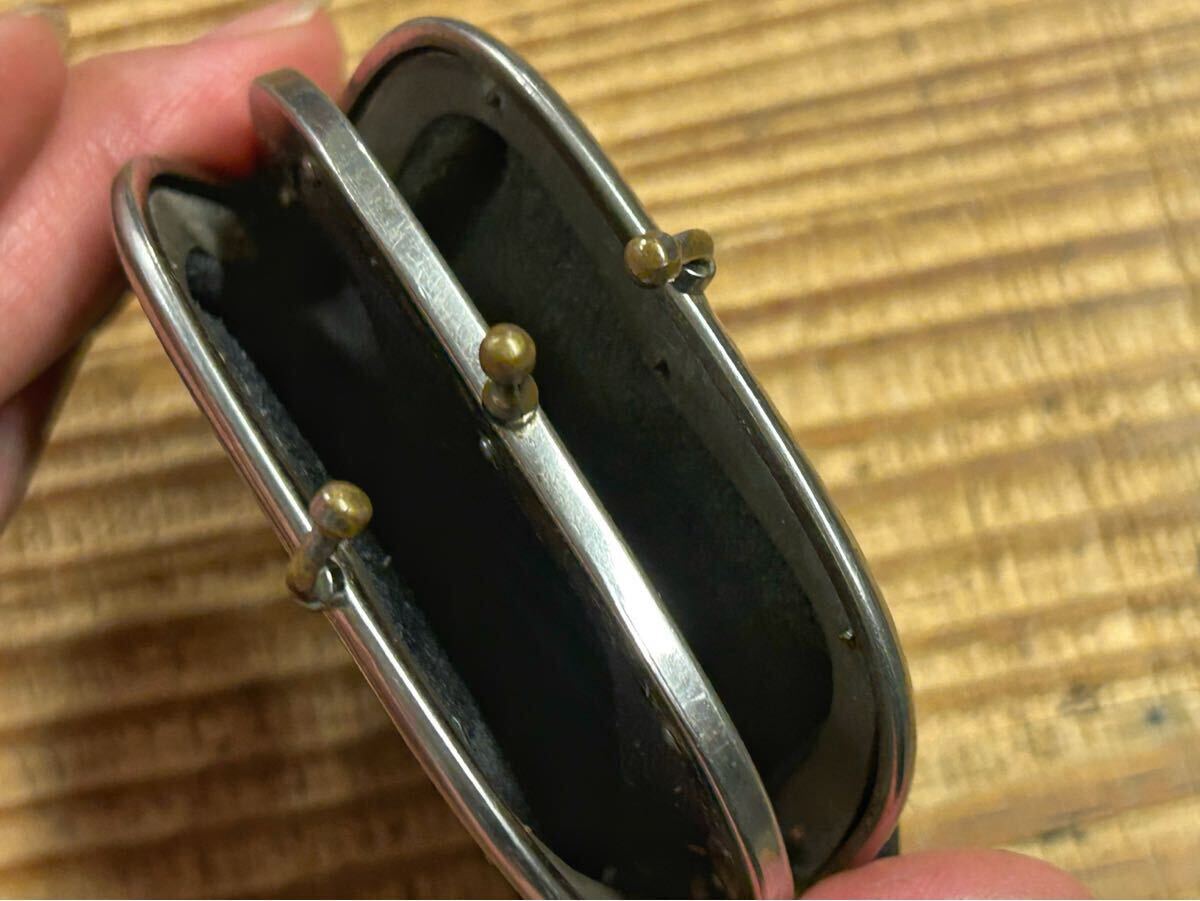 希少【50s ビンテージ アンティーク レザー がま口 二口 財布 小銭入れ 黒 ケース アメリカ USA 】本革 インダストリアル ワーク 小物入れ_画像4
