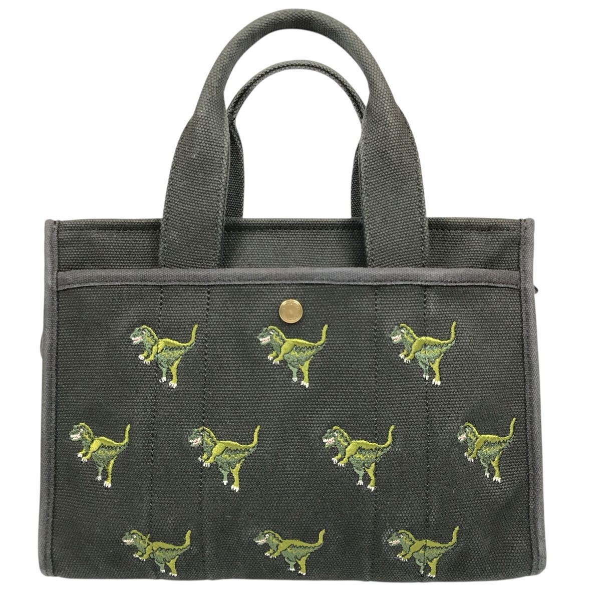 定価6.6万円【コーチ】本物 COACH レキシープリント ハンドバッグ 恐竜 J2457-CZ129 ミニトート バッグ26 キャンバス メンズ レディース_画像2