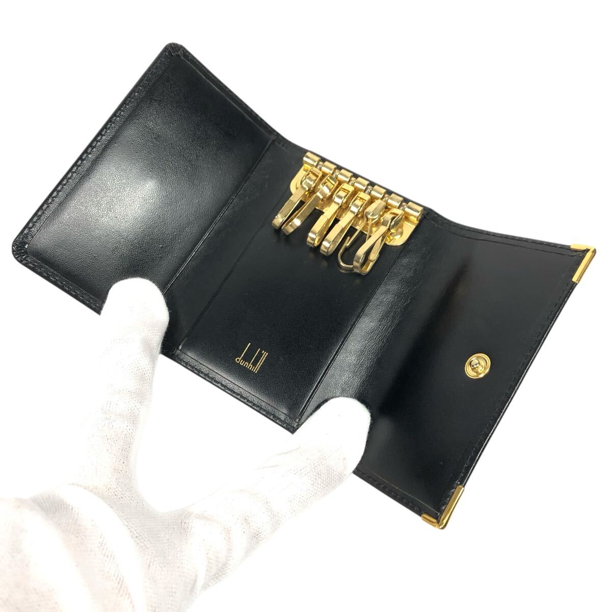 美品【ダンヒル】本物 dunhill キーケース 6連フック ロゴ金具 黒色系 本革 レザー 男性用 メンズ フランス製_画像5