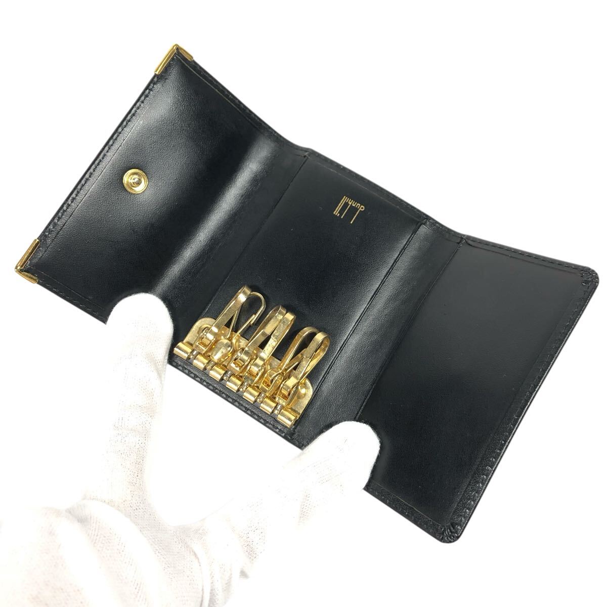 美品【ダンヒル】本物 dunhill キーケース 6連フック ロゴ金具 黒色系 本革 レザー 男性用 メンズ フランス製_画像6