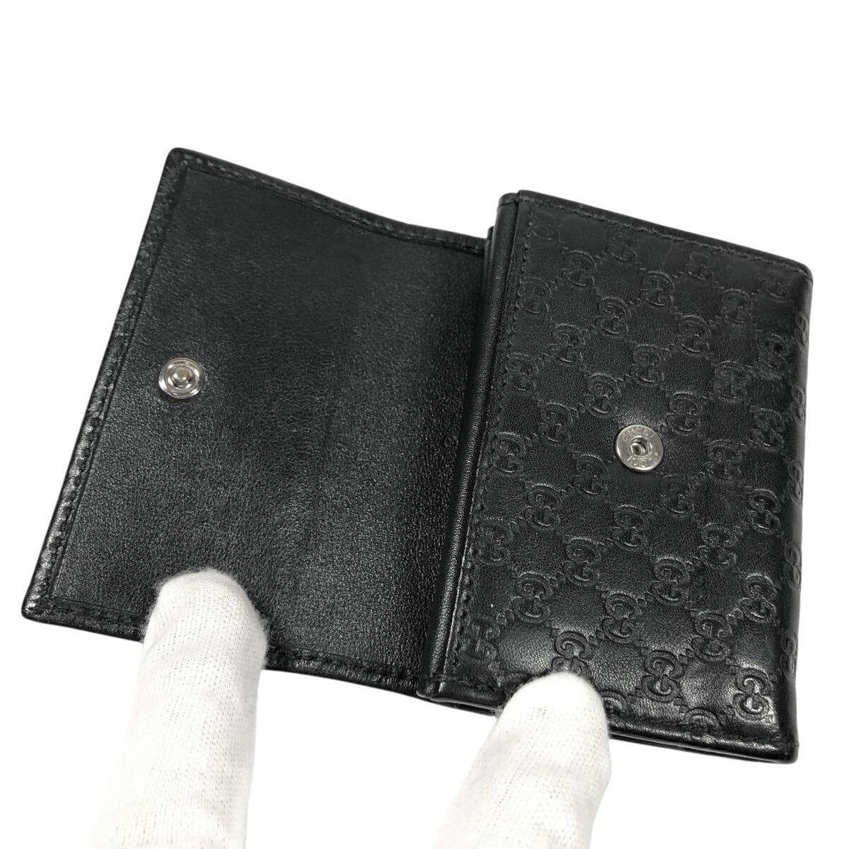【グッチ】本物 GUCCI コインケース グッチシマ GG柄 マイクロGG 小銭入れ 財布 295845 コンパクトウォレット レザー メンズ レディース 箱_画像6