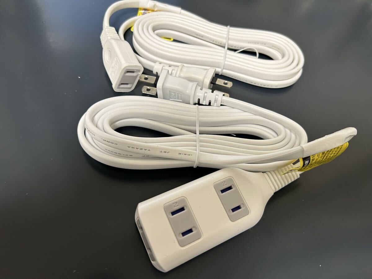 YAZAWA テーブルタップ3個口3m+延長コード1個口3m送料込_画像1