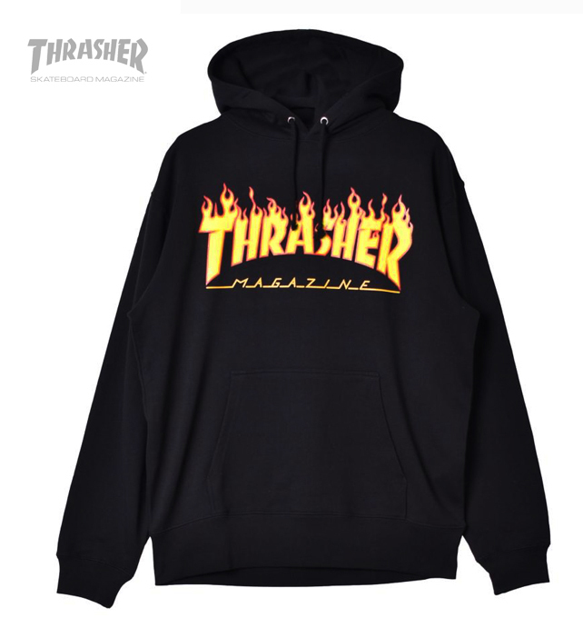 ★新品タグ付き■THRASHER スラッシャースケボーskateboardプルオーバー 裏起毛スウェットパーカー ブラック/ L■在庫限り■_画像1