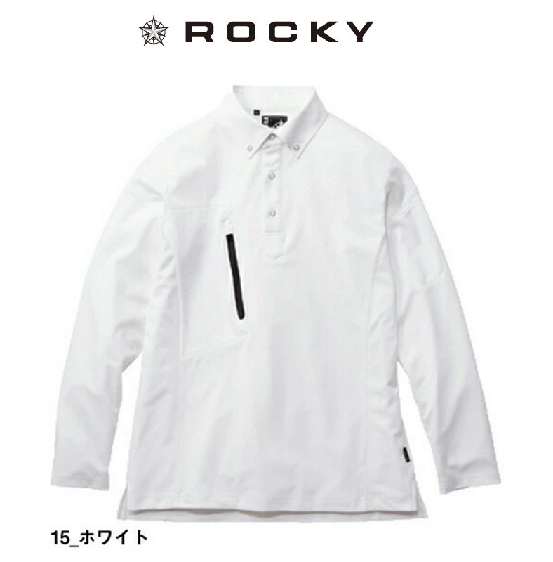 ★81％オフ★新品タグ付5292円を[ロッキー]作業服ユニフォーム トリコットユニセックス長袖シャツRS4903/ホワイト/3L■在庫限り■_画像1