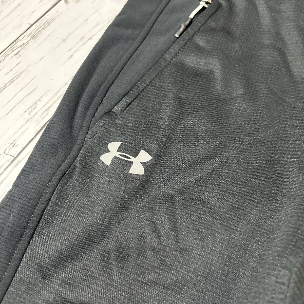 UNDER ARMOR アンダーアーマー メンズ テーパードパンツ L スポーツ アウトドア イージー ロゴ ブラック系 (K-042)★_画像7
