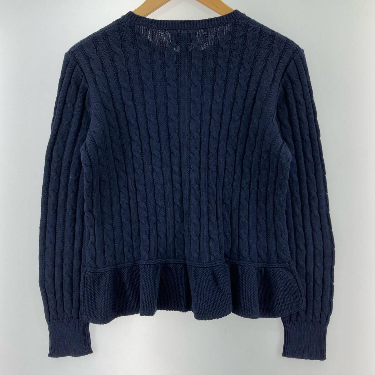 POLO RALPH LAUREN ポロ・ラルフローレン ペプラム ケーブルニット カーディガン sizeXL/TG(16)/ネイビー_画像2