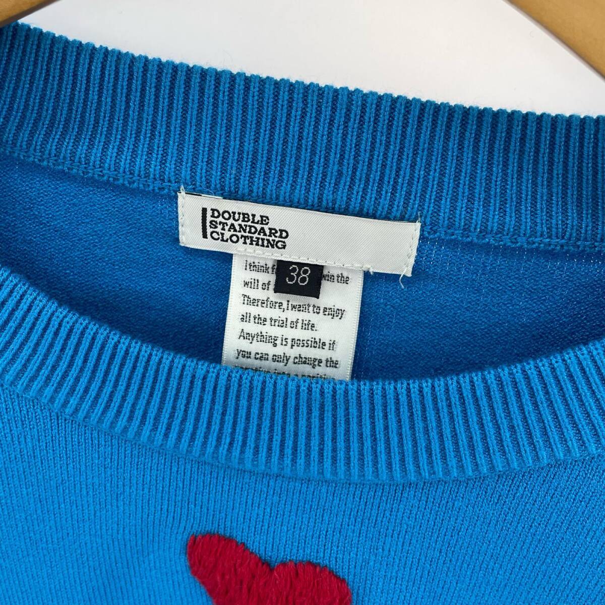 DOUBLE STANDARD CLOTHING ダブルスタンダードクロージング ハート ニット size38/ブルー_画像2