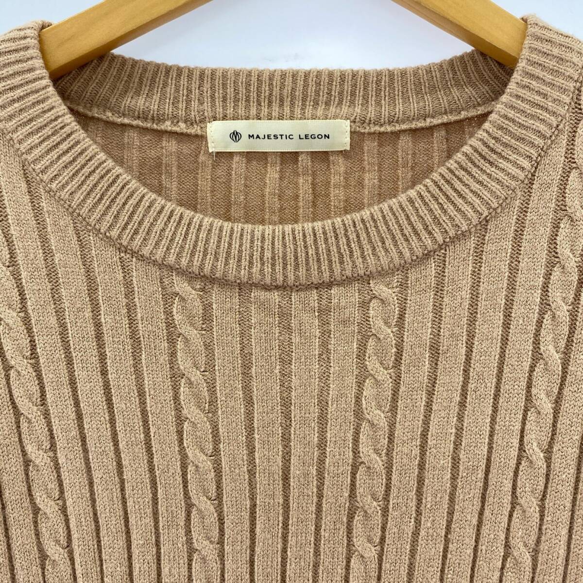 MAJESTIC LEGON マジェスティックレゴン 切替 レース ワンピース sizeM/ベージュ_画像2