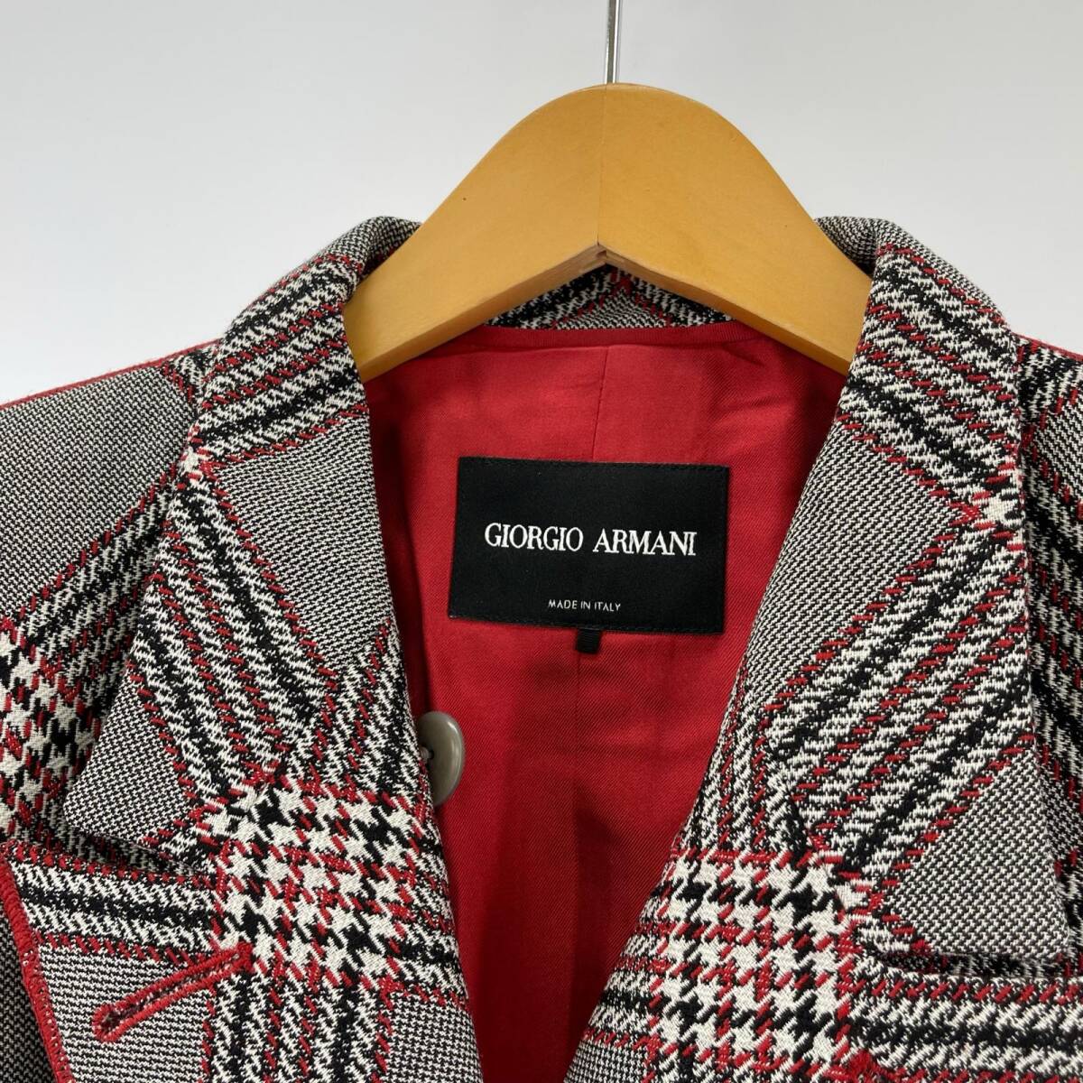 GIORGIO ARMANI ジョルジオアルマーニ チェック ジャケット sizeITA 40/グレー×レッド_画像2