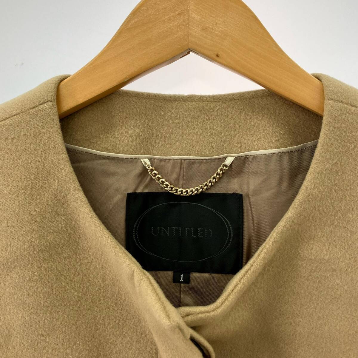 UNTITLED アンタイトル ノーカラーロング コート size1/ベージュ_画像2