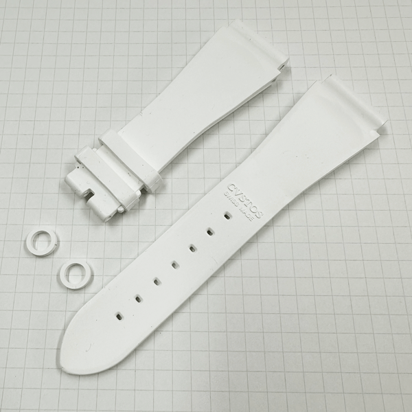 【未使用・長期在庫処分品】 CVTOS/クストス 純正ストラップ/ベルト 白ラバー ジェットライナー用 スイス製_画像2
