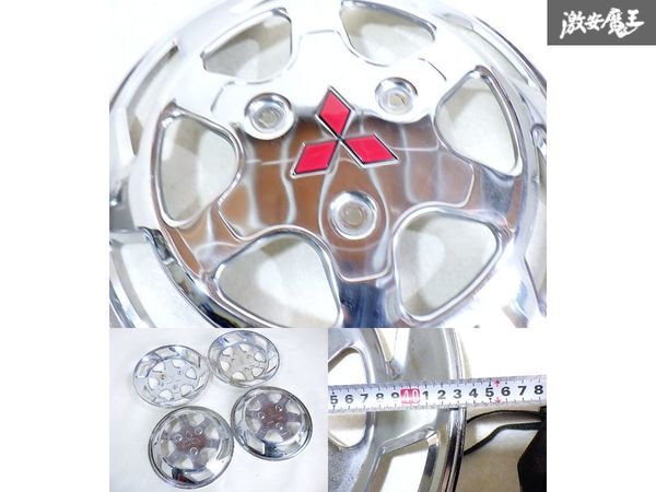 ★新車外し★ 三菱ふそう 純正 キャンター FB型 直径43.5cm メッキ ホイールカバー ホイールキャップ 3穴 4枚 1台分 即納 棚K-4_画像9