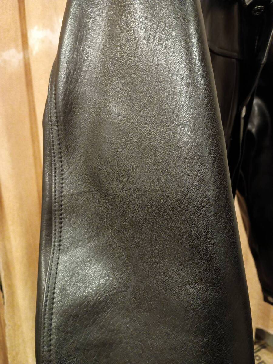 не использовался товар HIGH LARGE LEATHERS высокий Large кожа Oklahoma City Horse Hyde кожаный жакет 1st модель черный чай сердцевина размер 44