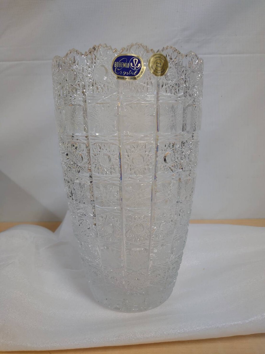 BOHEMIA ボヘミア クリスタル 花瓶 24% PbO ハンドカット 箱痛み有り 238_画像2