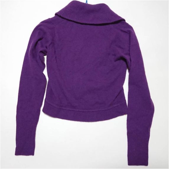 indio インディオ ショート丈 カーディガン Ｌ パープル ニット ショールカラー ボレロ_画像3