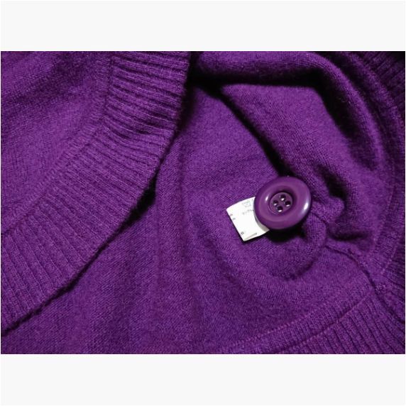 indio インディオ ショート丈 カーディガン Ｌ パープル ニット ショールカラー ボレロ_画像5