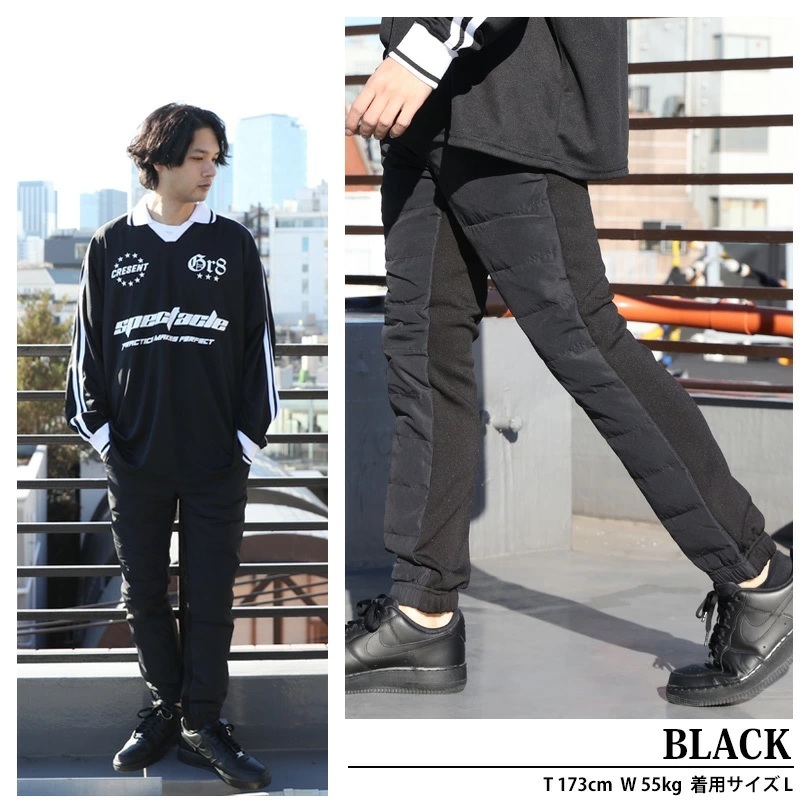 JIGGYS SHOP ジギーズショップ 中綿 スウェットパンツ M ジョガーパンツ 裏起毛ジャージ切替サーモ中綿パンツ_画像3