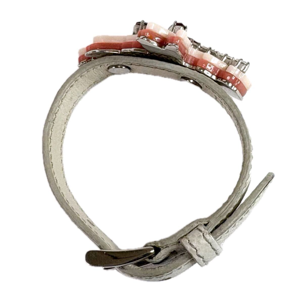 Prada PRADA браслет biju- цветочный узор розовый белый safia-no кожа S размер