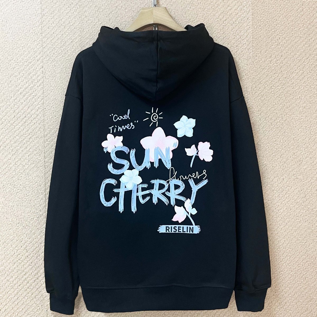 高級ヨーロッパ製※定価4万◆ブルガリア発※RISELIN パーカー 綿100％ 保温 ソフト 花柄 英字 可愛い カットソー 長袖 スウェット 2XL/52_画像1