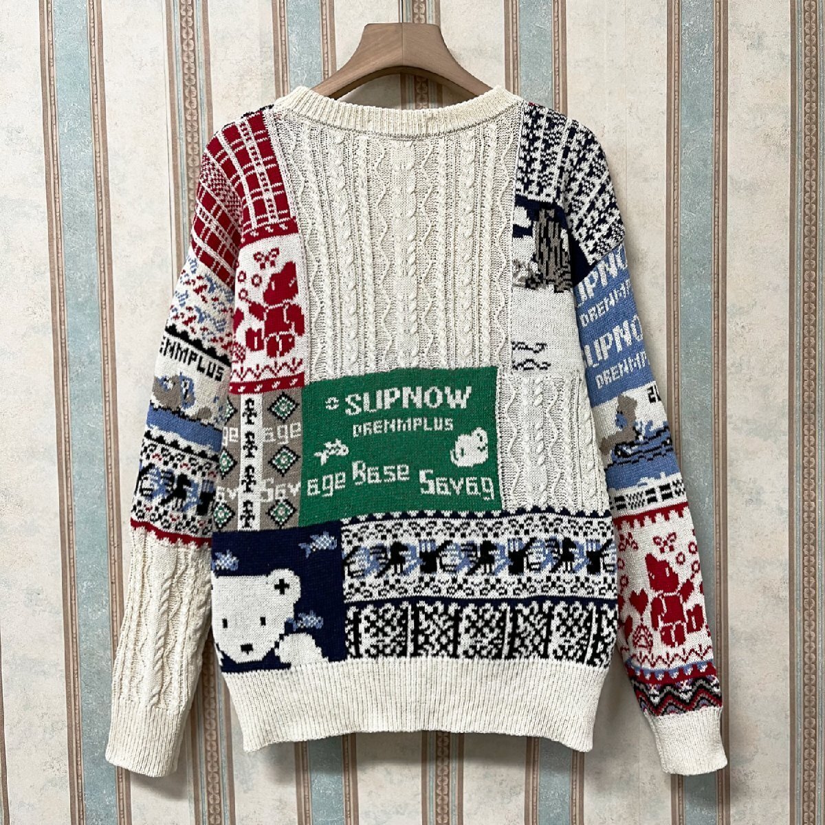個性 定価5万 FRANKLIN MUSK・アメリカ・ニューヨーク発 セーター 上品 快適 防寒 総柄 レトロ クリスマス ニット オシャレ サイズ2_画像2