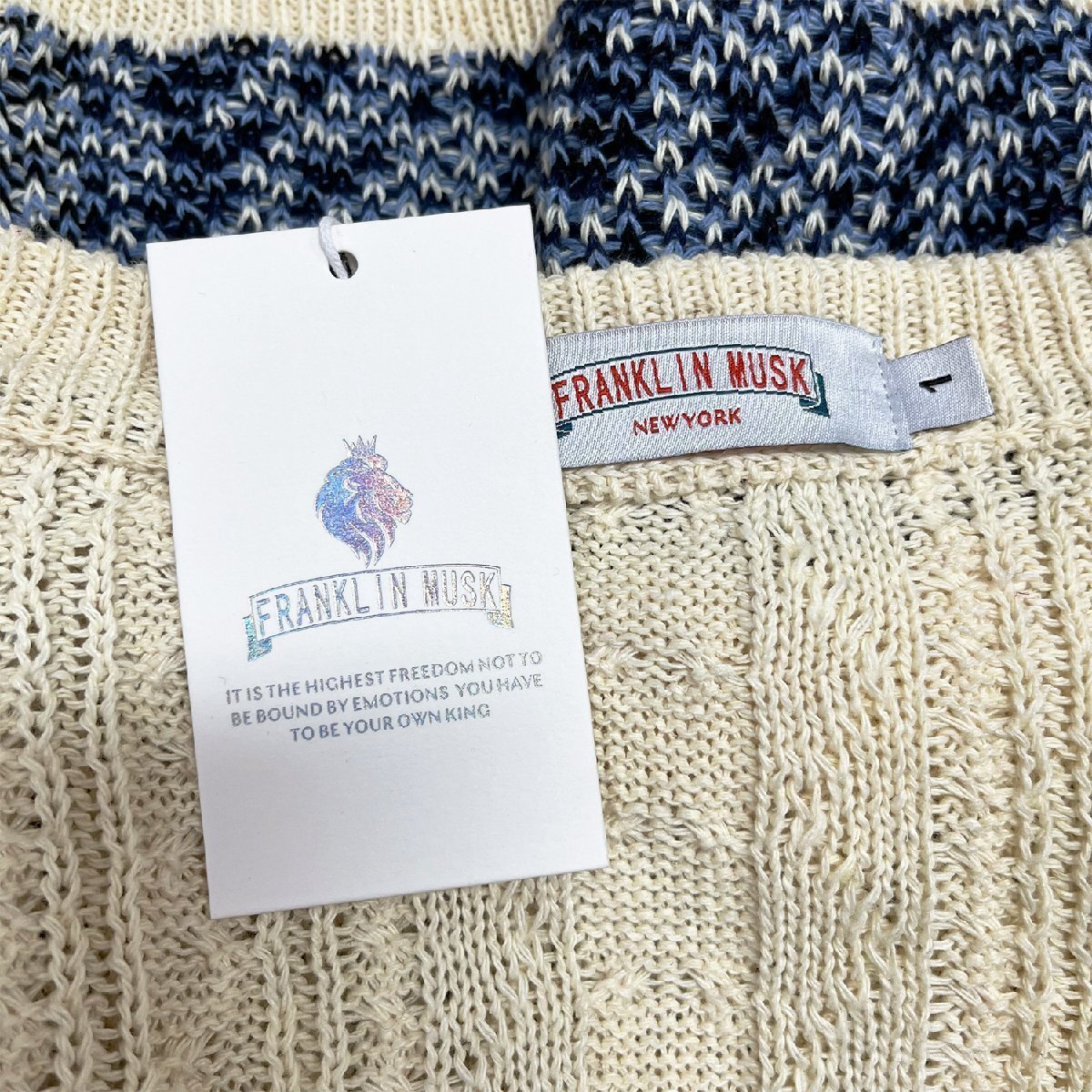 個性 定価5万 FRANKLIN MUSK・アメリカ・ニューヨーク発 セーター 上品 快適 防寒 総柄 レトロ クリスマス ニット オシャレ サイズ2_画像8